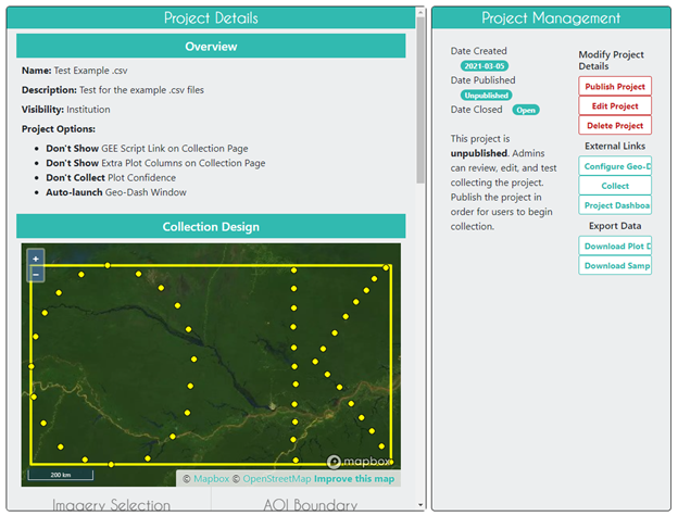 Example shape and CSV files