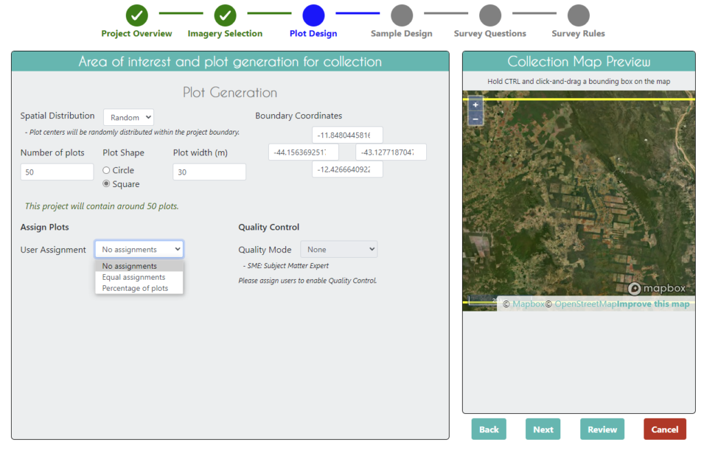 Administrators can now assign plots to specific users using the User Assignment feature in the Plot Design tab. Users can have equal assignments or be assigned different percentages of the total number of plots