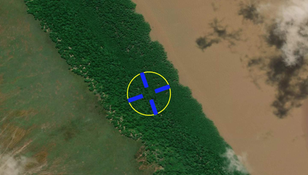 An example field sample location with the 150 m circle from the project in CEO.