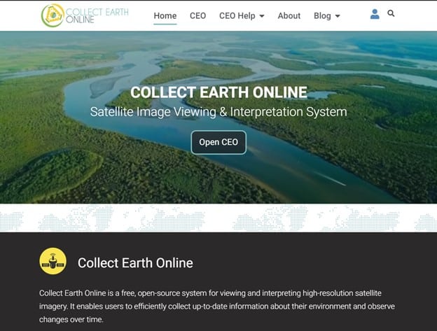 The new homepage for Collect Earth Online.