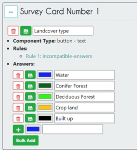  The Survey Questions tab will show any rules associated with each Question.