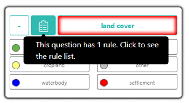 Hovering your mouse over the clipboard (or Rule icon) will show how many rules apply to the question.