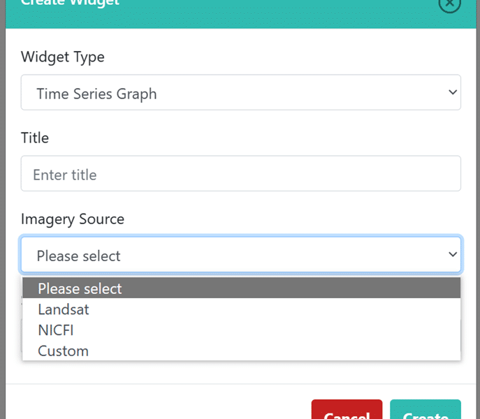 Planet NICFI data is now an option for the Time Series Graph widget.