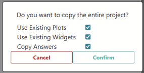 Options for copying projects.