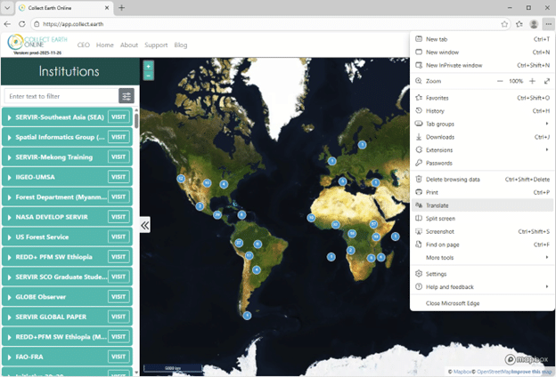 Edge translation option in menu.